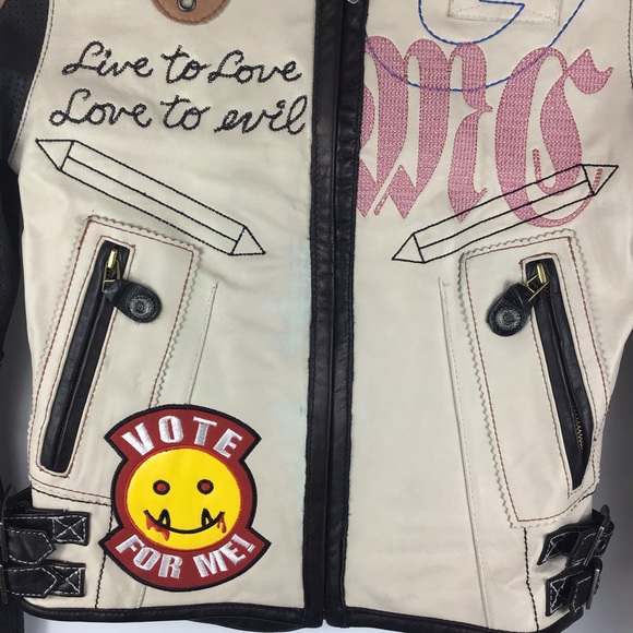 💙 SUPER G PSYCHO Leather Motorcycle Jacket - Picture 6 of 15